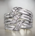 Multi-Layer Noble Gold Color Ring with Shiny CZ