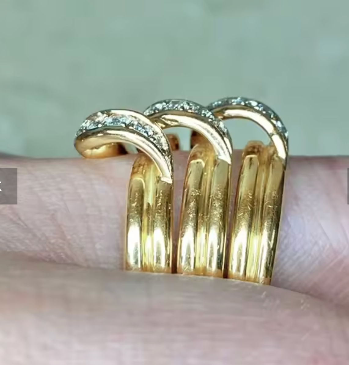 Multi-Layer Noble Gold Color Ring with Shiny CZ