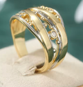 Vintage Ethnic Two-Color Ring with White CZ