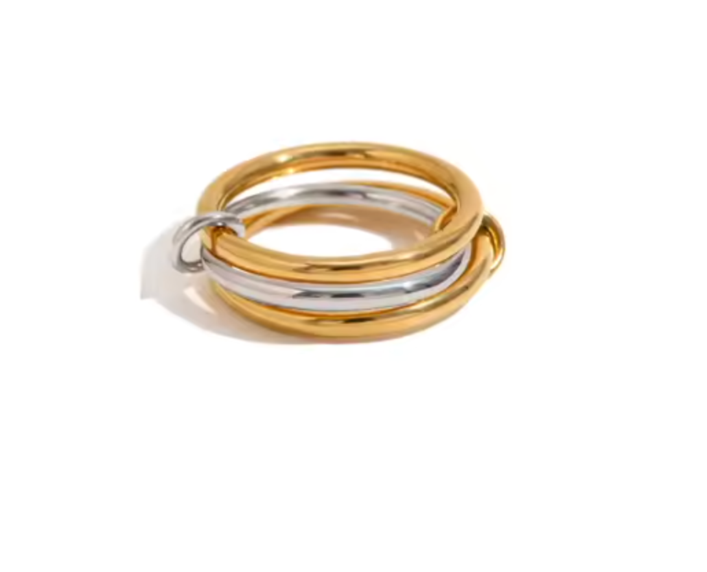 Two-Color Four-Ring Copper Stackable Ring