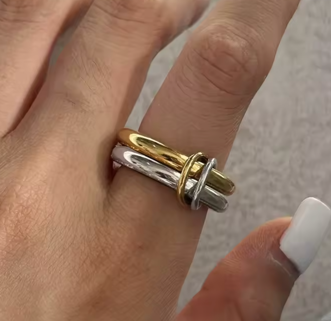 Two-Color Four-Ring Copper Stackable Ring