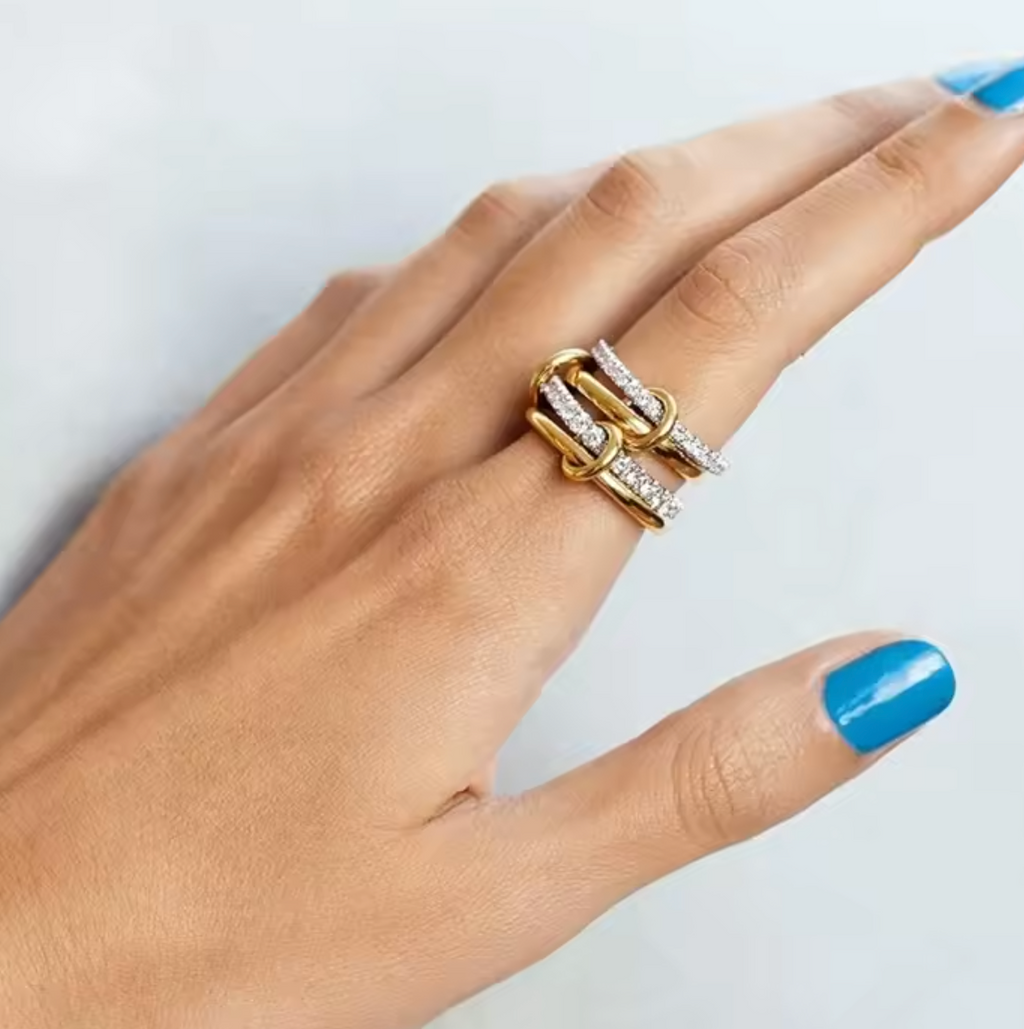 Two-Color Four-Ring Copper Stackable Ring
