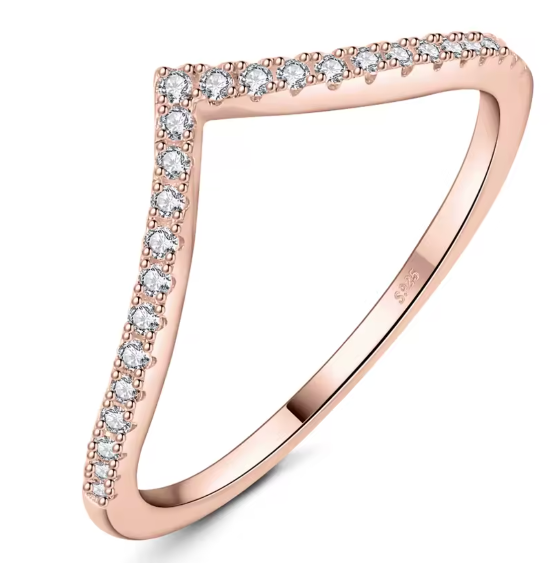 Moissanite D Color Round Cut V Shape Wedding Ring