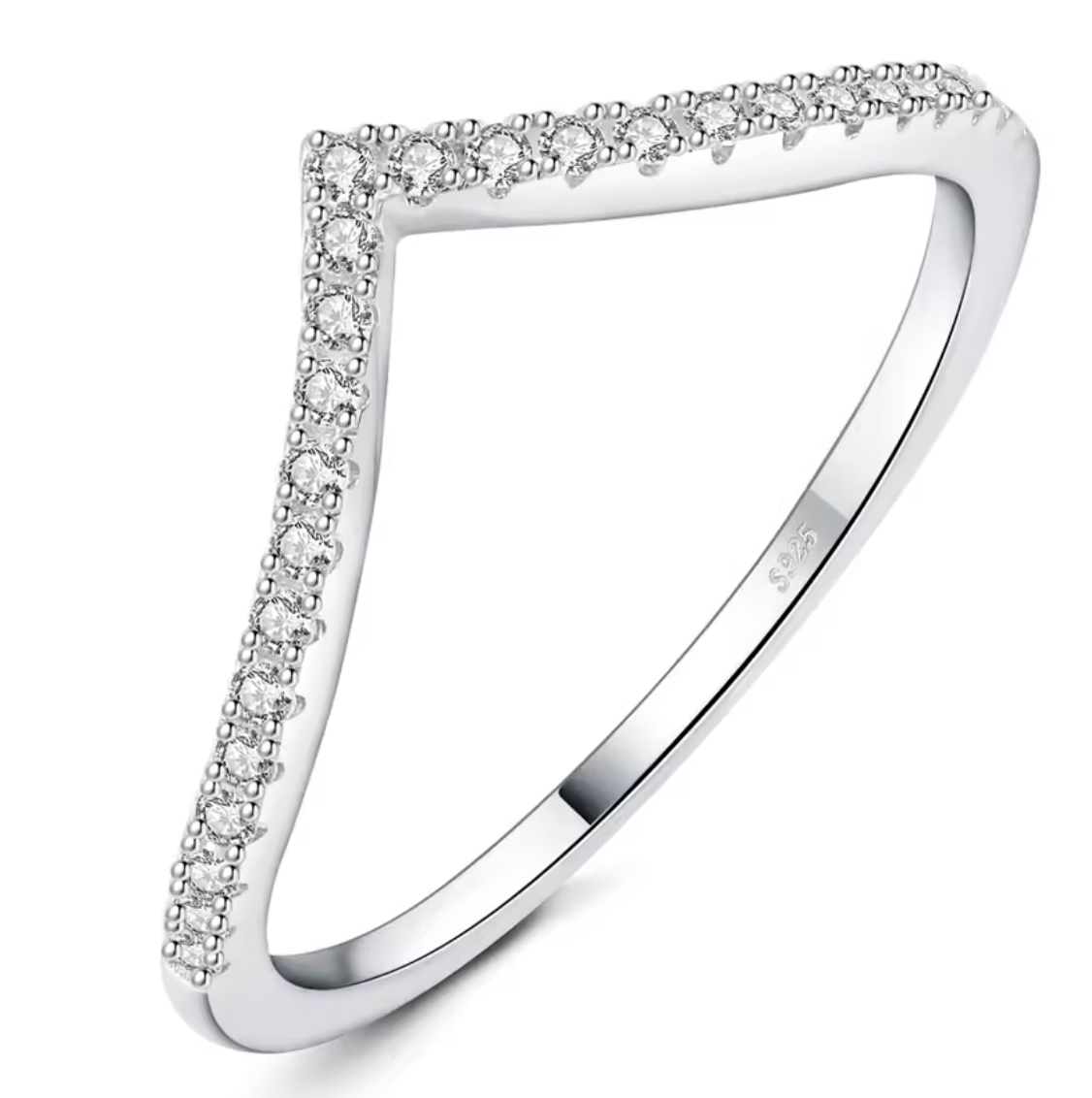 Moissanite D Color Round Cut V Shape Wedding Ring